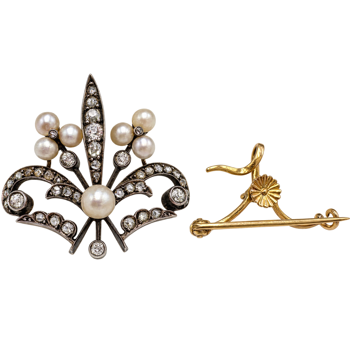 Broche or et Perles