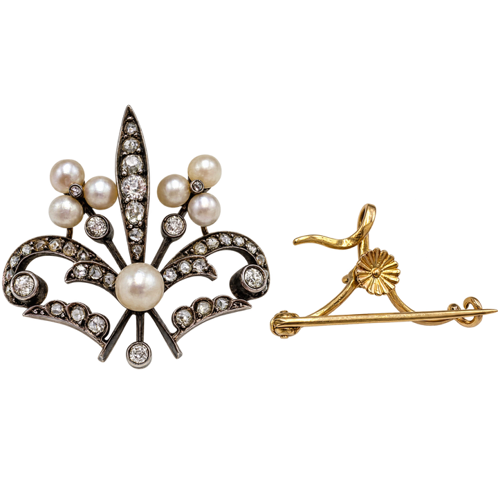 Broche or et Perles