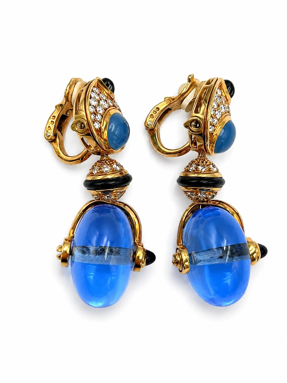 Marina B. Boucles d'oreilles Pneu or et Diamant pavage