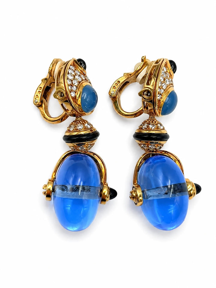 Marina B. Boucles d'oreilles Pneu or et Diamant pavage