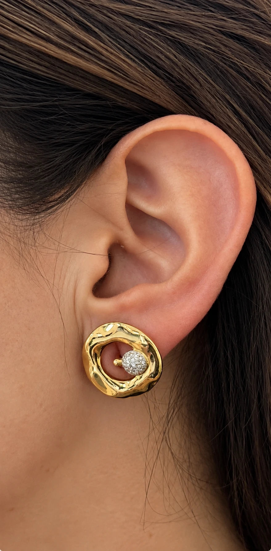Boucles d'oreilles or et Diamant pavage