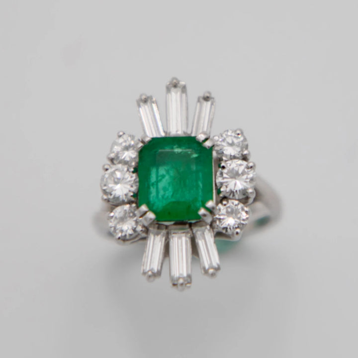Bague Platine et Émeraude