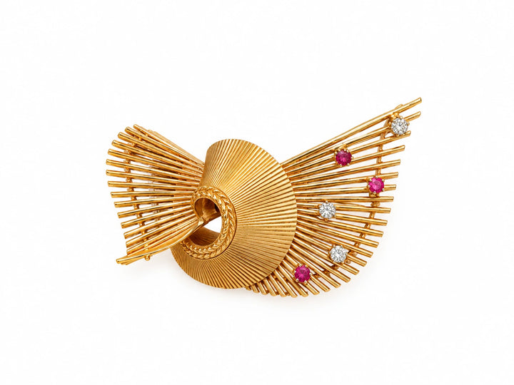 Broche or et Rubis