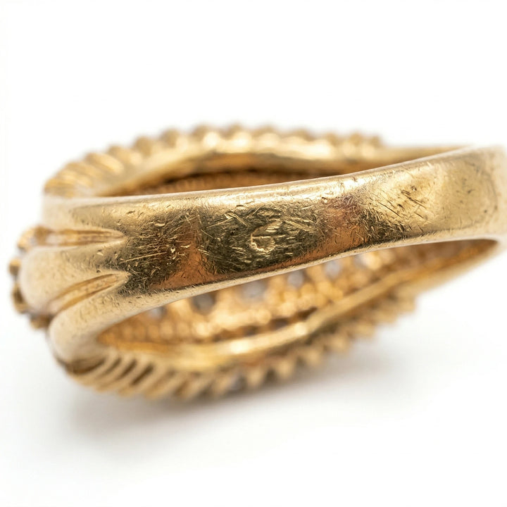 Non signée Bague Or jaune et Diamant pavage