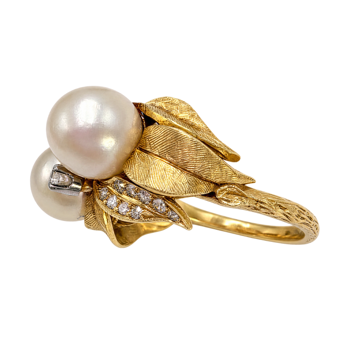 Bague or jaune et Perle