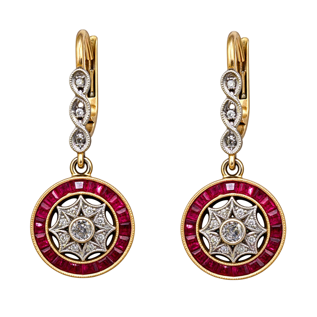 Boucles d'oreilles or et Rubis