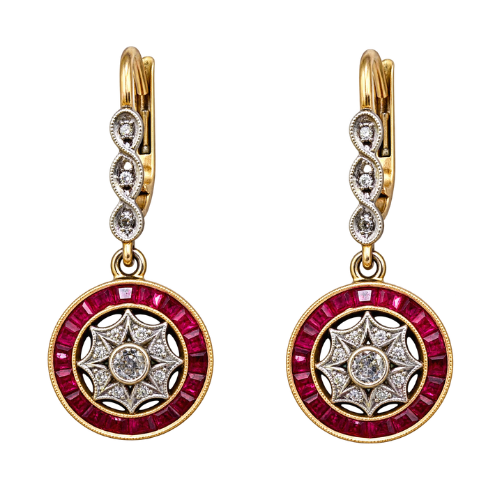Boucles d'oreilles or et Rubis