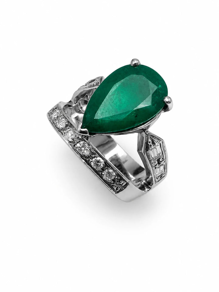 Bague Or blanc et Émeraude