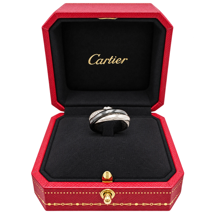 Cartier Bague Trinity or, céramique et Diamant pavage