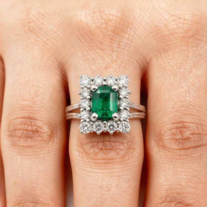 Bague Or blanc et Émeraude
