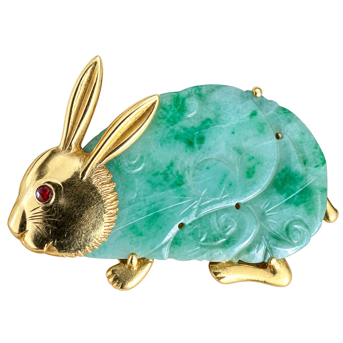 Broche or et Jade