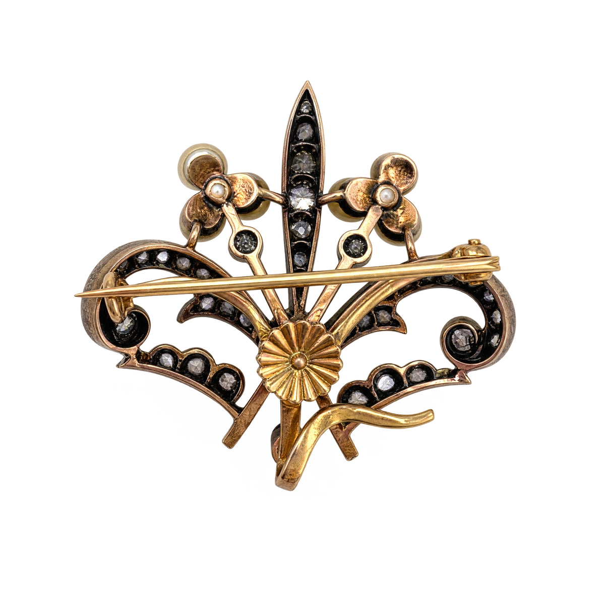 Broche or et Perles