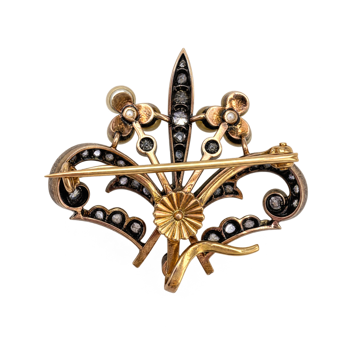 Broche or et Perles