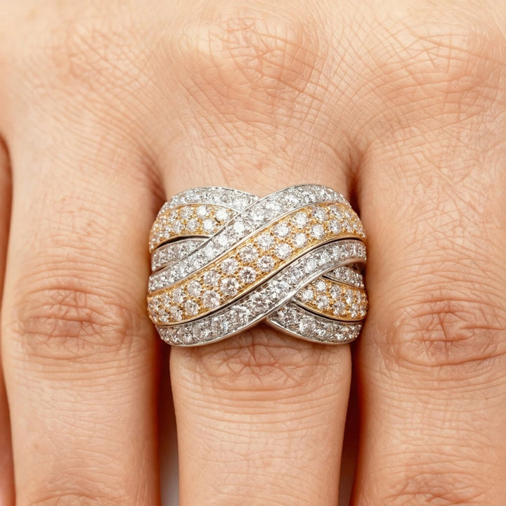 Bague Or jaune et Diamant pavage