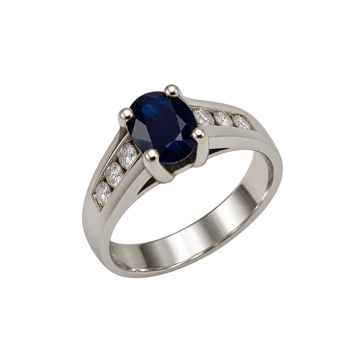 Bague solitaire or et Saphir