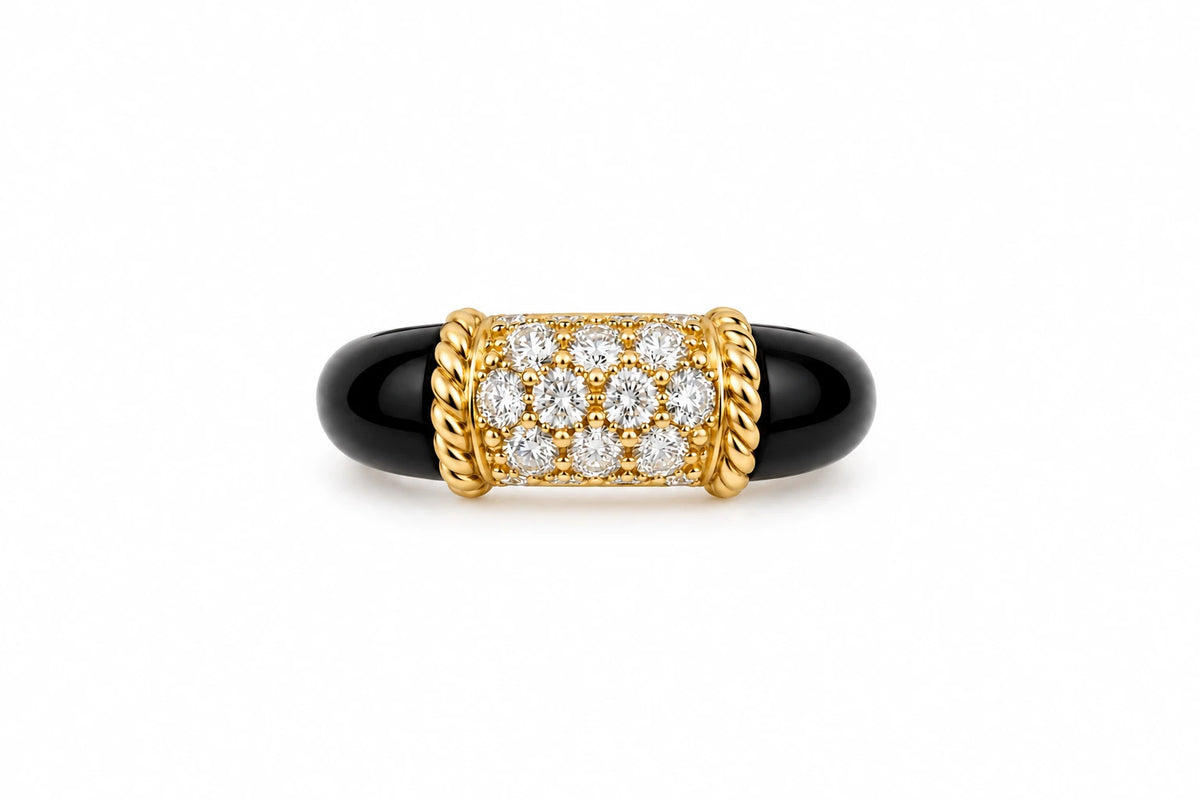 Van Cleef & Arpels Bague Philippine or et Onyx