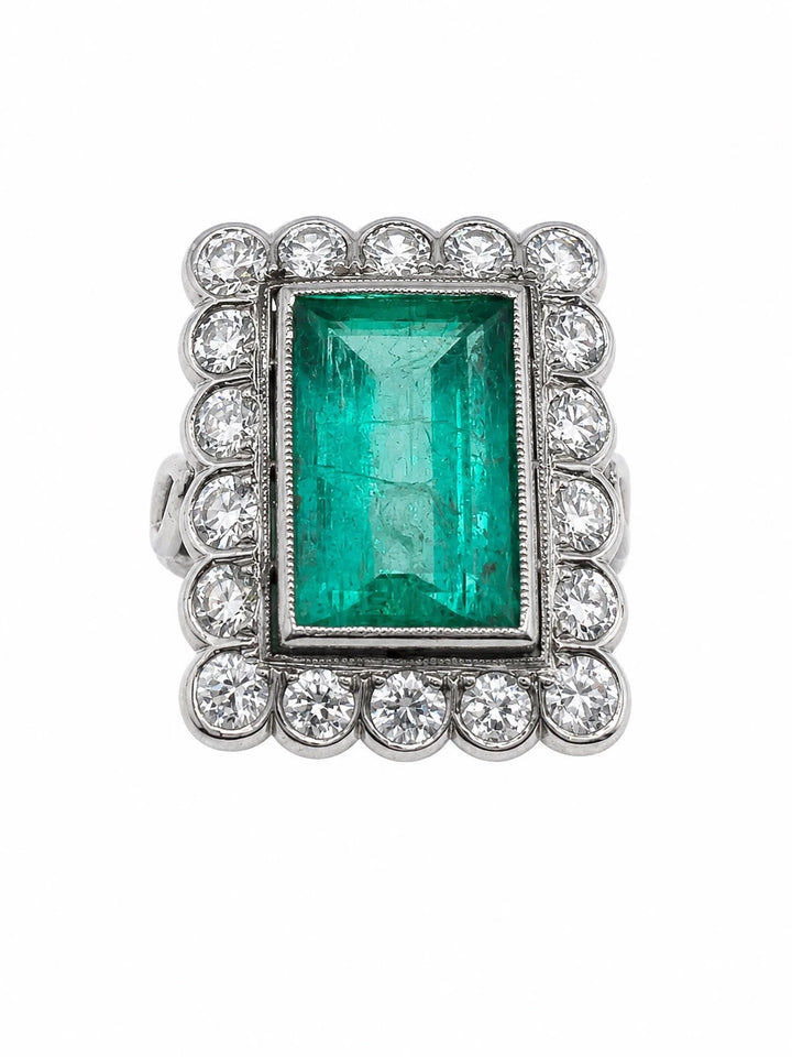 Bague platine et Émeraude