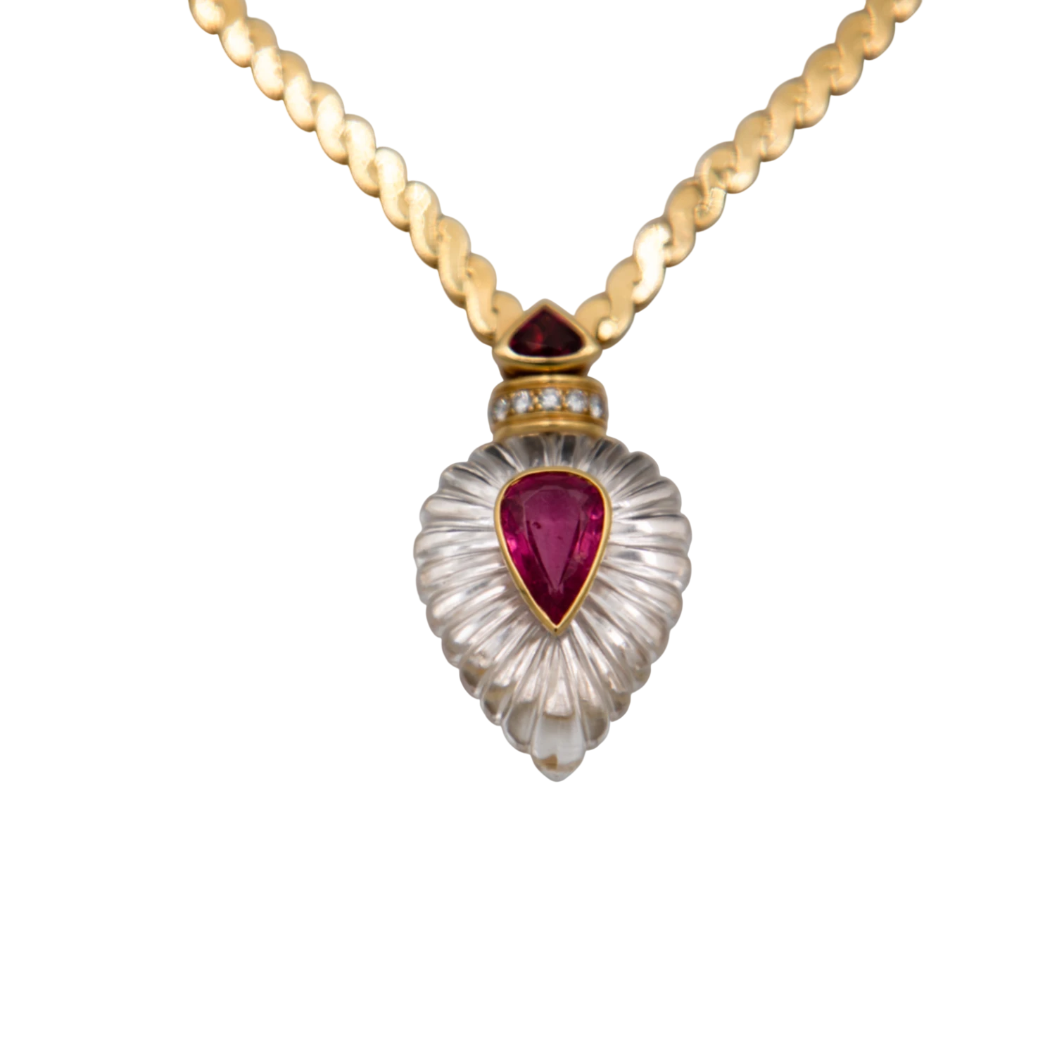 OJ Perrin Collier Haute Joaillerie Or jaune et Cristal de roche