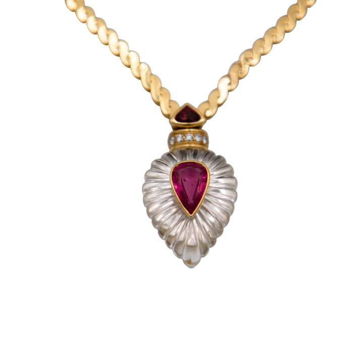 OJ Perrin Collier Haute Joaillerie Or jaune et Cristal de roche