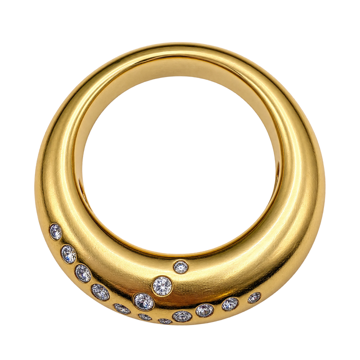 Chaumet Bague Anneau or et Diamant pavage