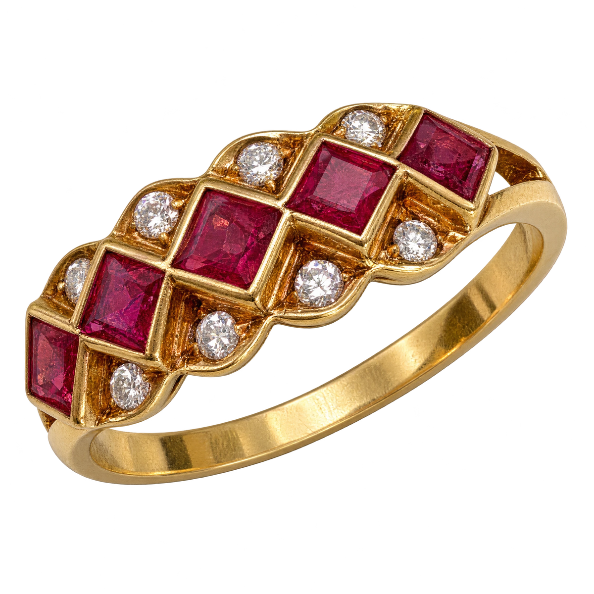 Bague or et Diamant et rubis