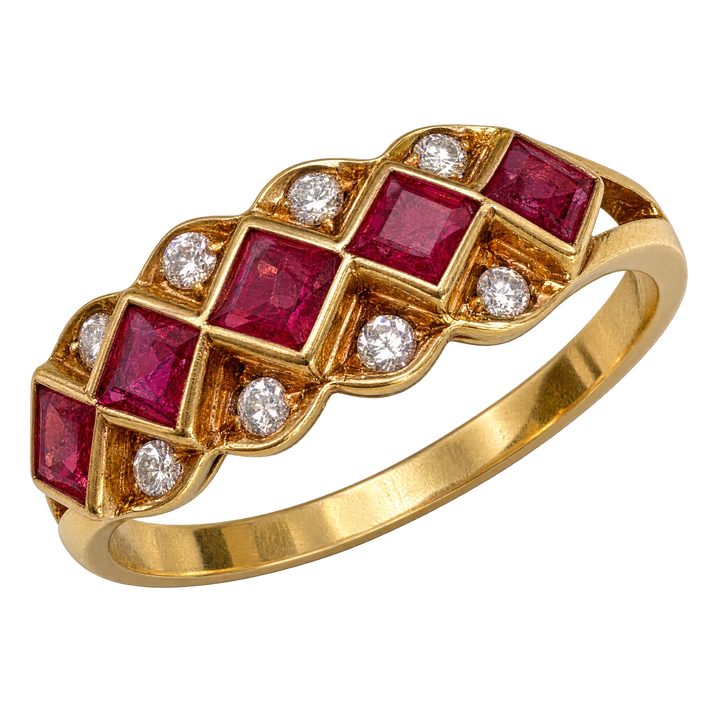 Bague or et Diamant et rubis