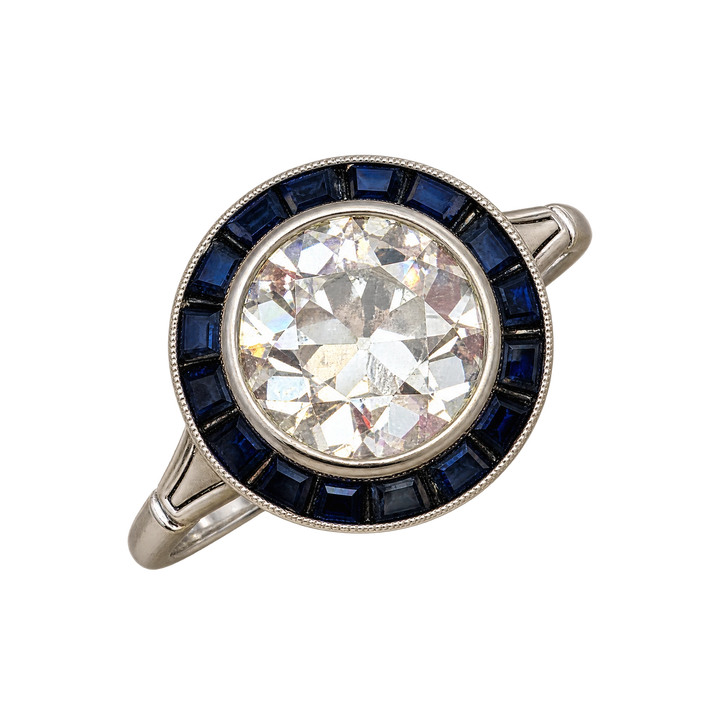 Bague platine et Diamant et saphirs
