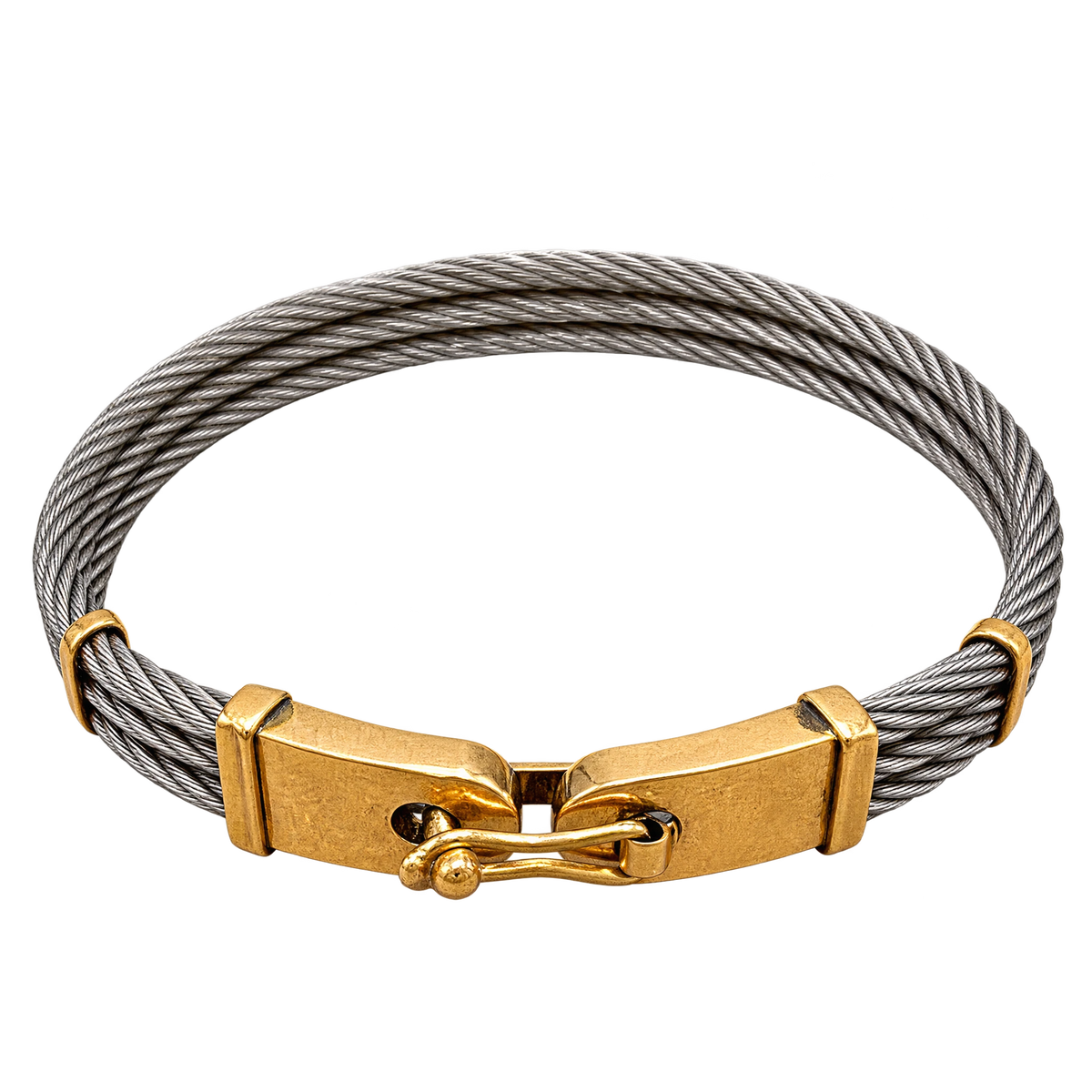Bracelet cable or et acier