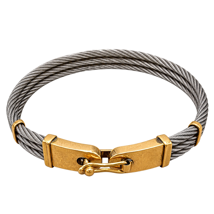 Bracelet cable or et acier
