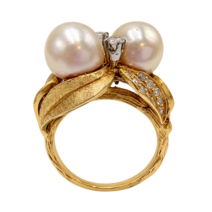 Bague or jaune et Perle