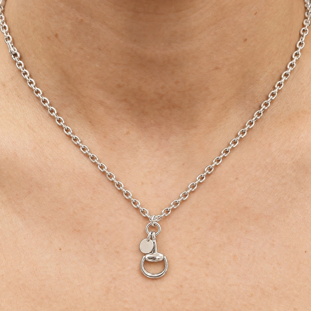 Gucci collier Horsebit or blanc