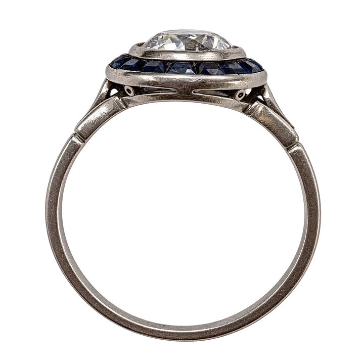 Bague platine et Diamant et saphirs