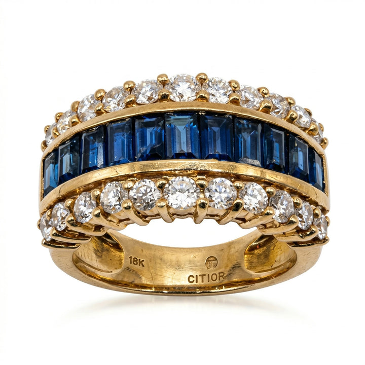 Citior Bague Or jaune et Diamant pavage