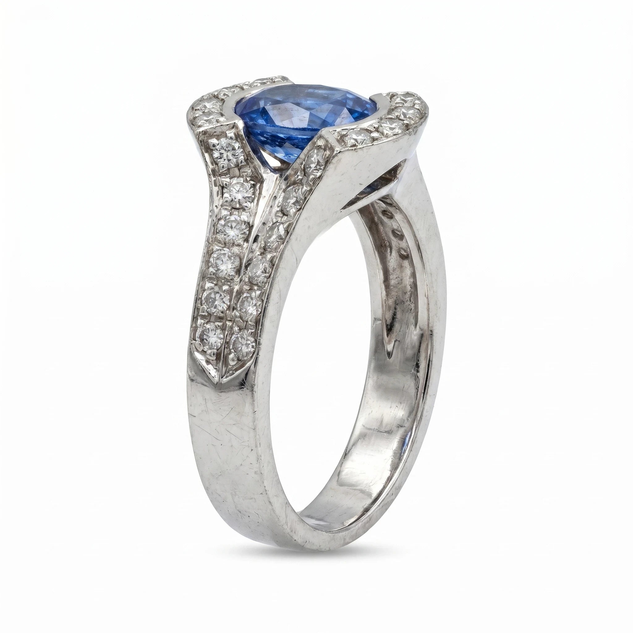 Bague Or blanc et Saphir