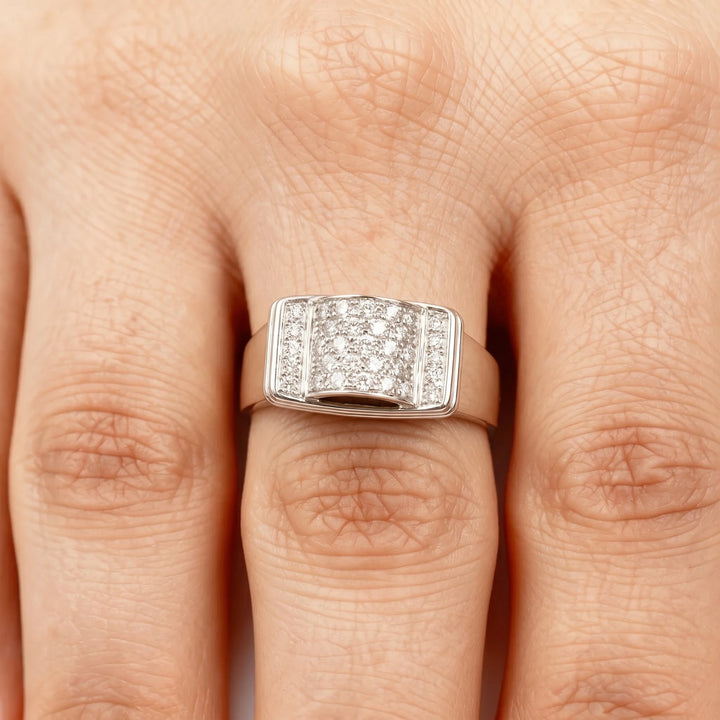 Poiray Bague Or blanc et Diamant pavage