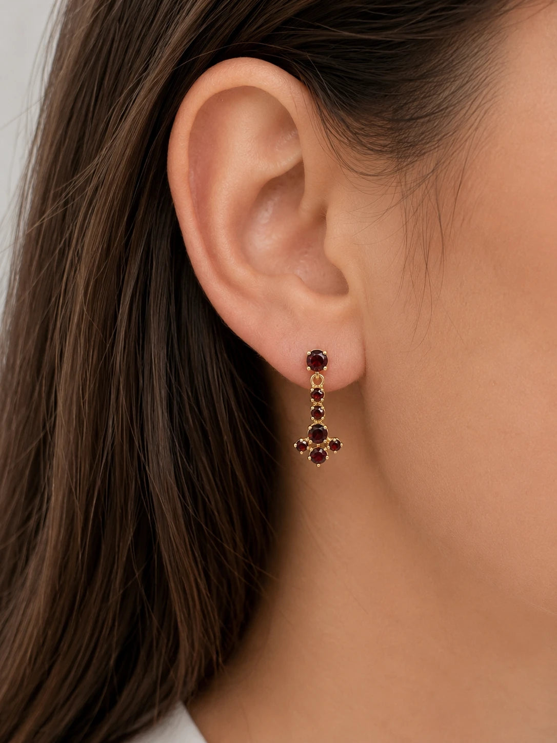 Boucles d'oreilles Or jaune et Grenats