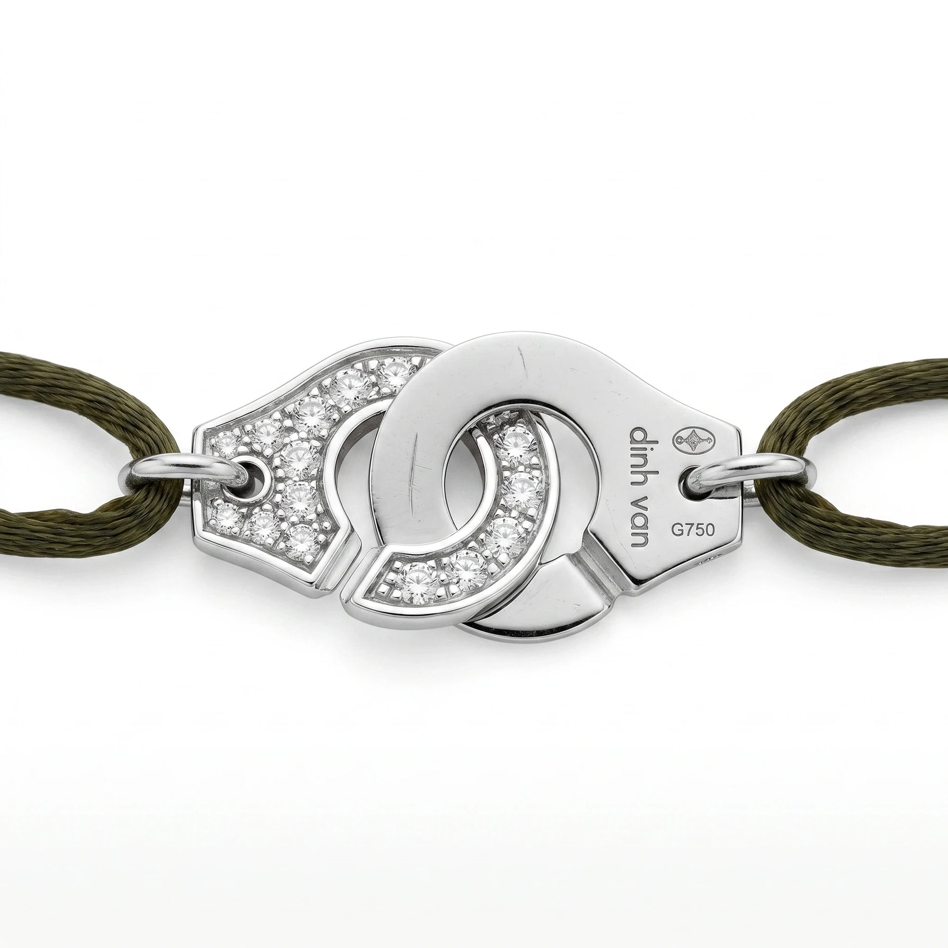 Dinh van Bracelet Menottes or et Diamant pavage