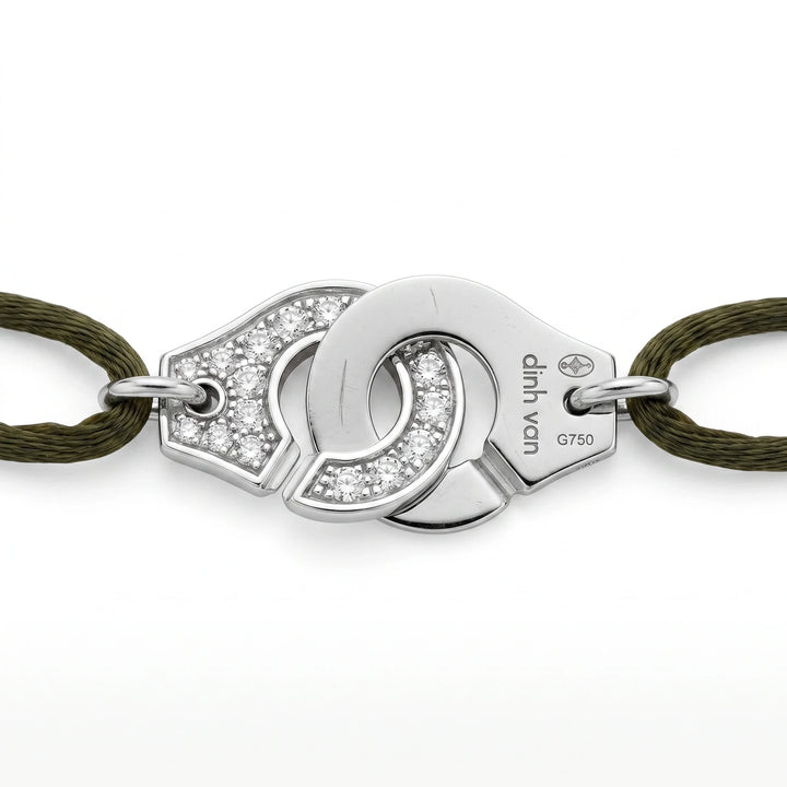 Dinh van Bracelet Menottes or et Diamant pavage