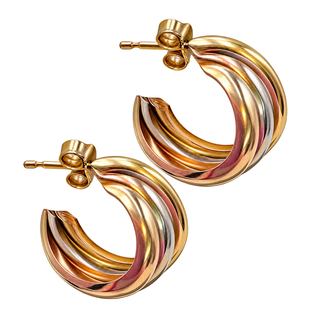 Boucles d'oreilles Créoles en 3 ors