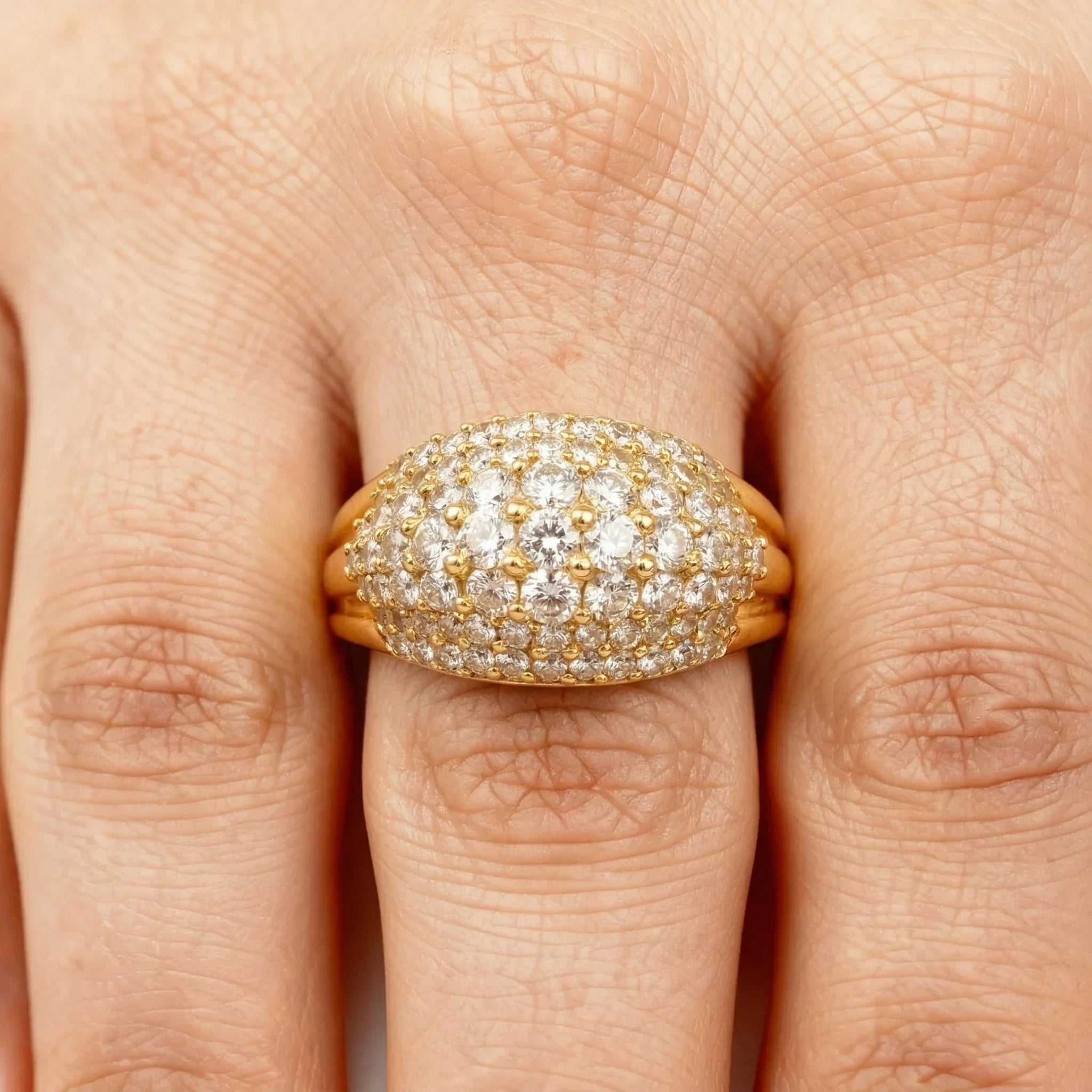 Non signée Bague Or jaune et Diamant pavage