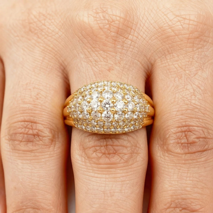 Non signée Bague Or jaune et Diamant pavage