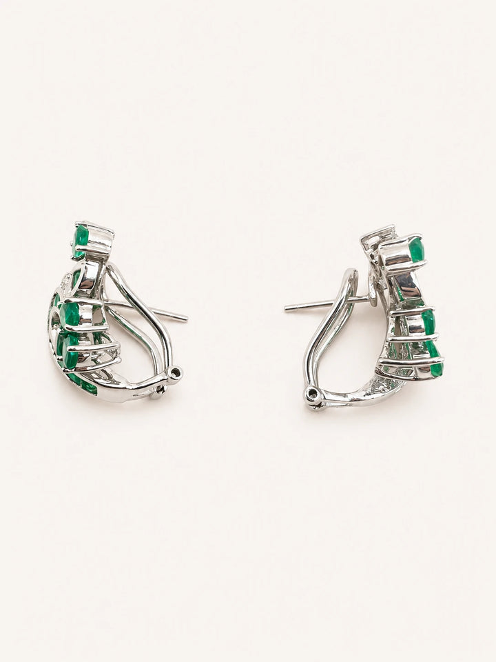 Boucles d'oreilles Or blanc et Émeraude