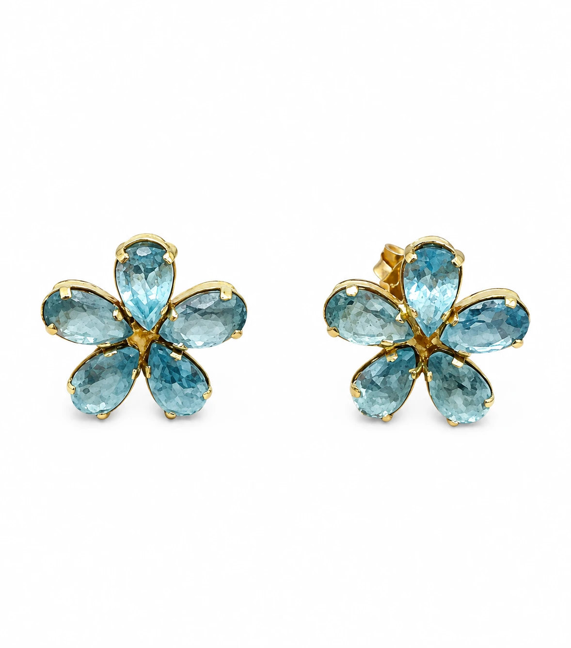 Boucles d'oreilles Or jaune et Aigues marines