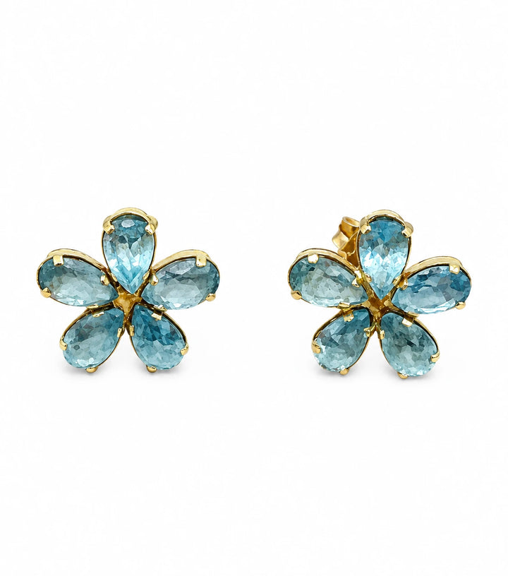 Boucles d'oreilles Or jaune et Aigues marines