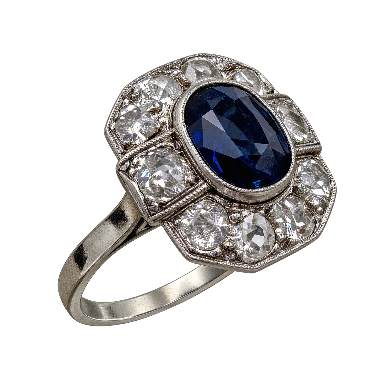 Bague platine et Saphir