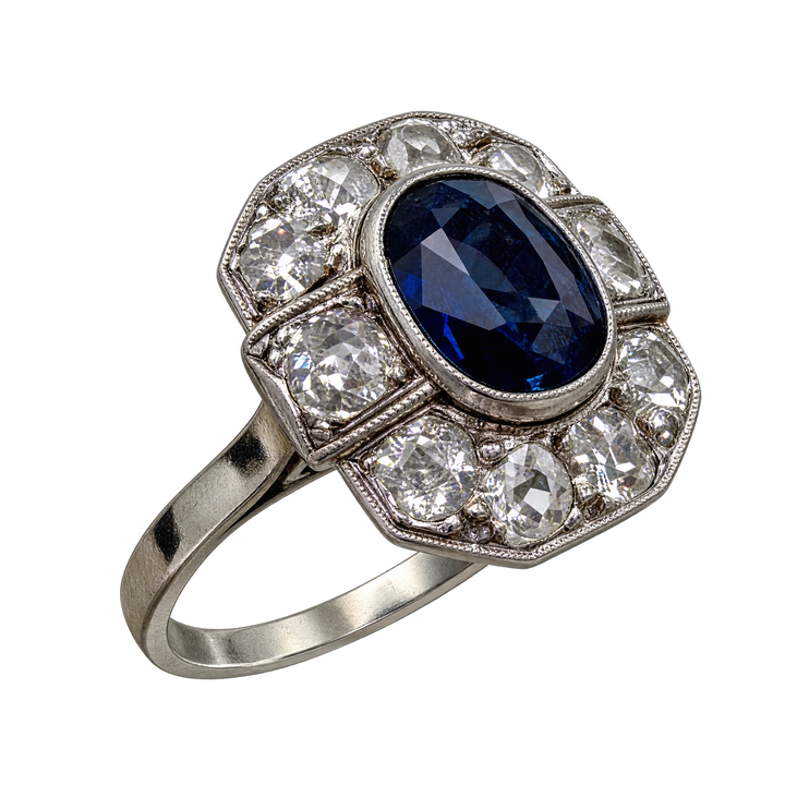 Bague platine et Saphir