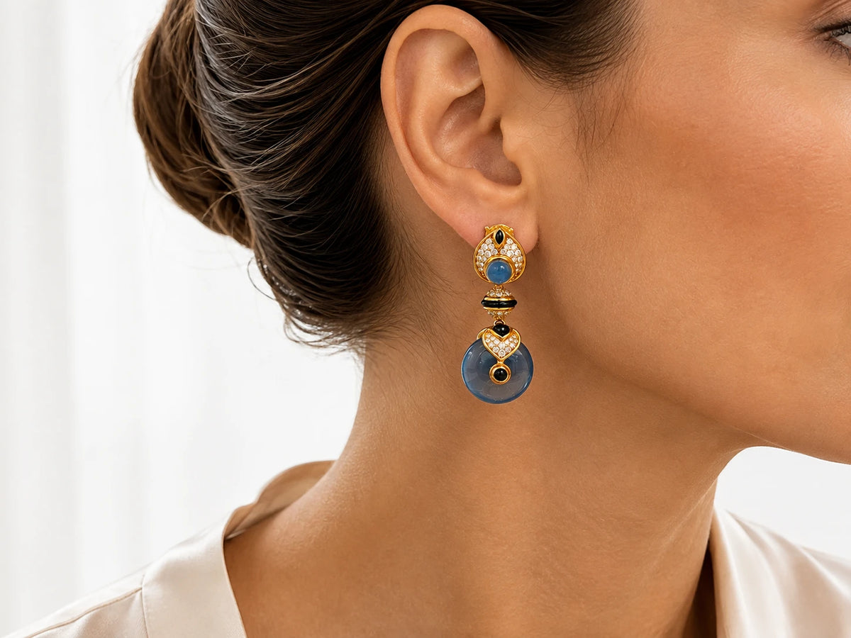 Marina B. Boucles d'oreilles Pneu or et Diamant pavage