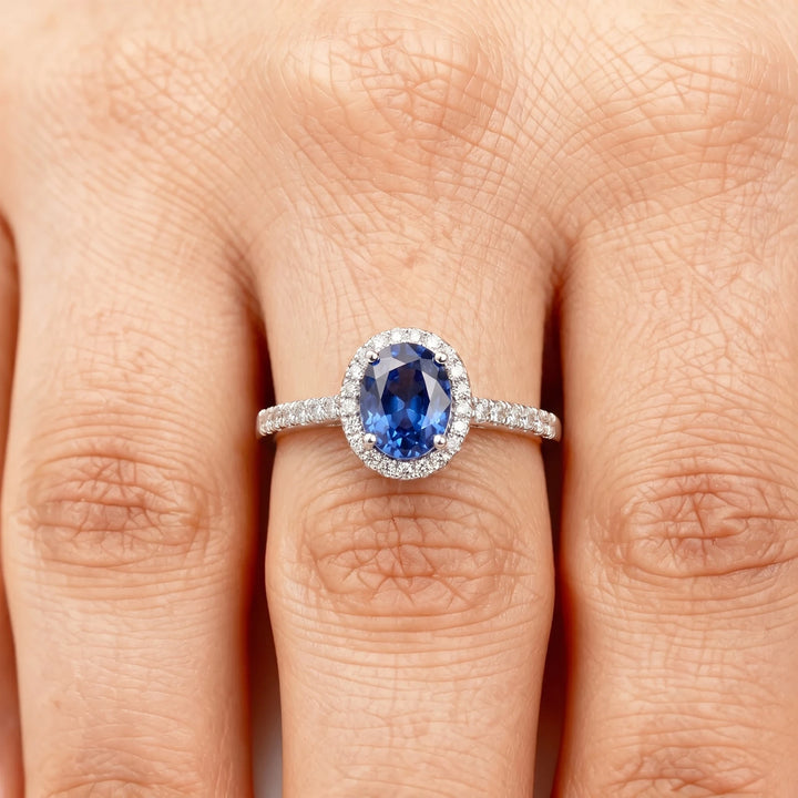 Bague Or gris et Saphir