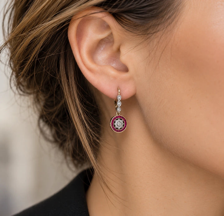 Boucles d'oreilles or et Rubis