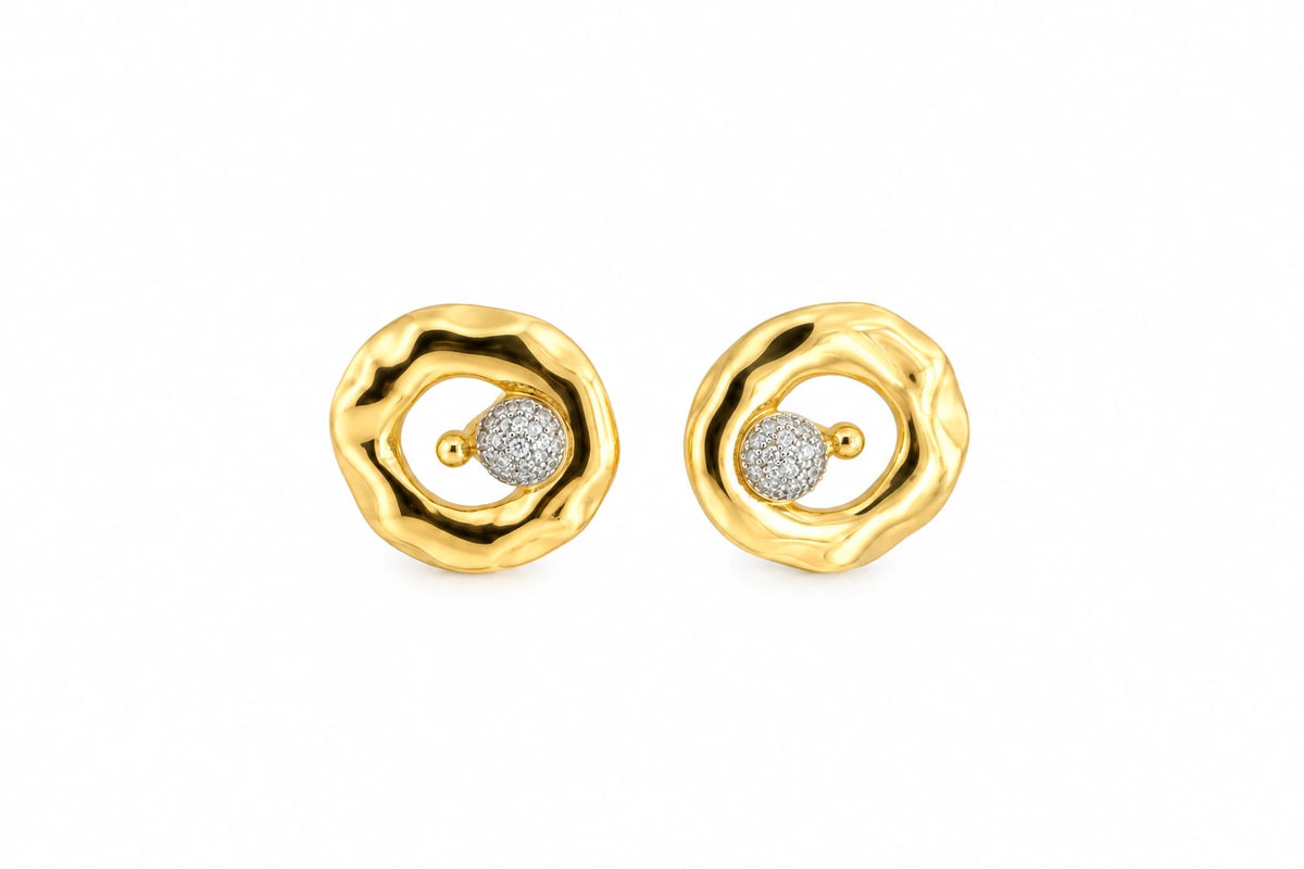 Boucles d'oreilles or et Diamant pavage